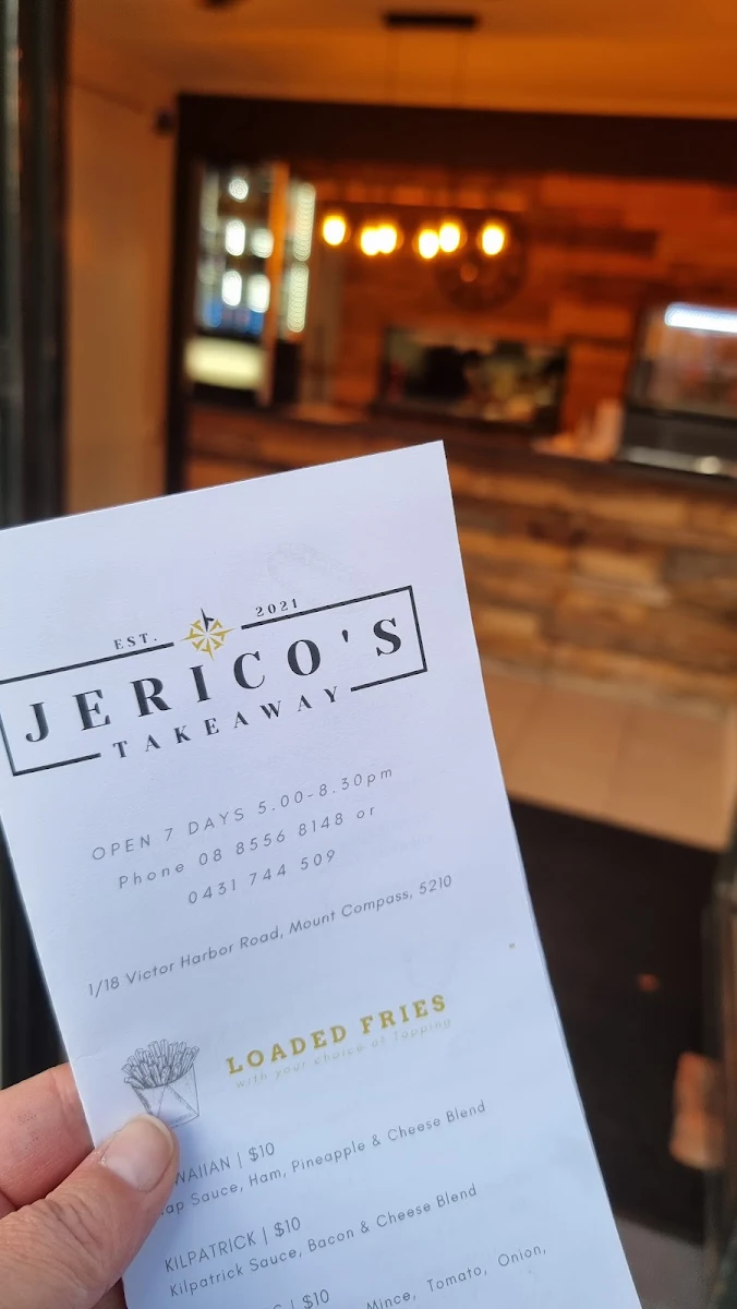 Menu, JeRiCo's Takeaway