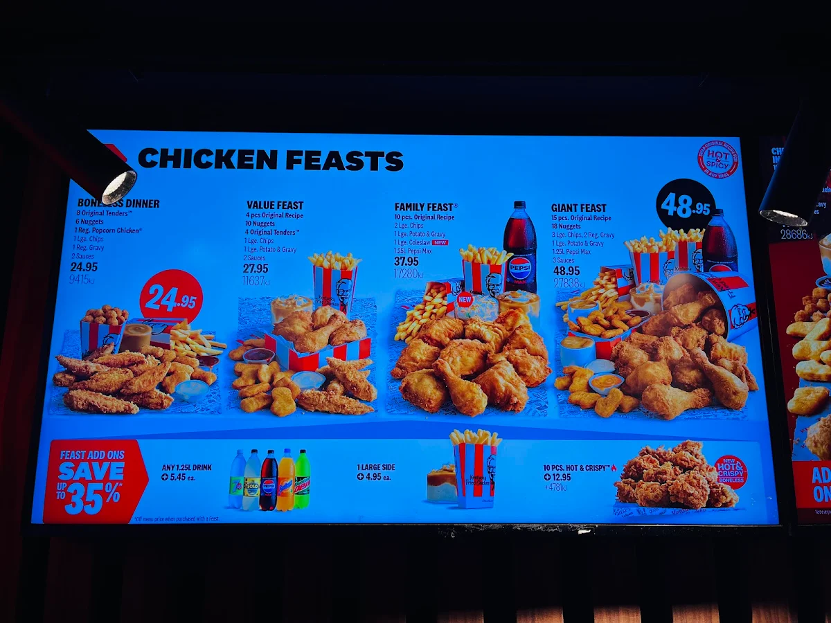 Menu, KFC Queen Street Mall