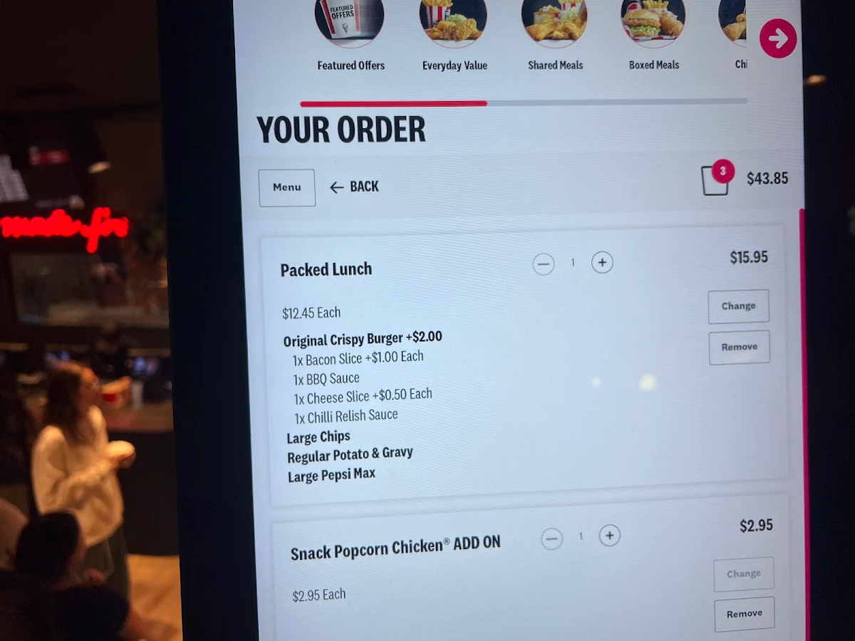 Menu, KFC Queen Street Mall