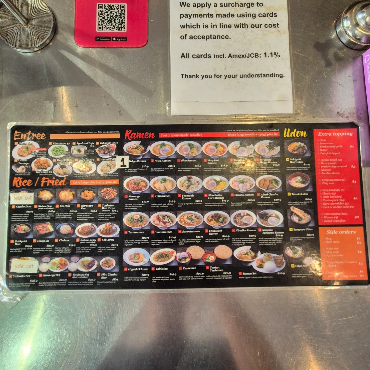 Menu, Ichi-Ban Boshi
