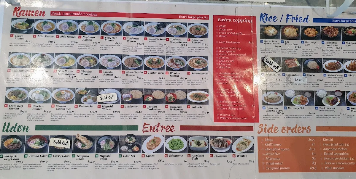Menu, Ichi-Ban Boshi