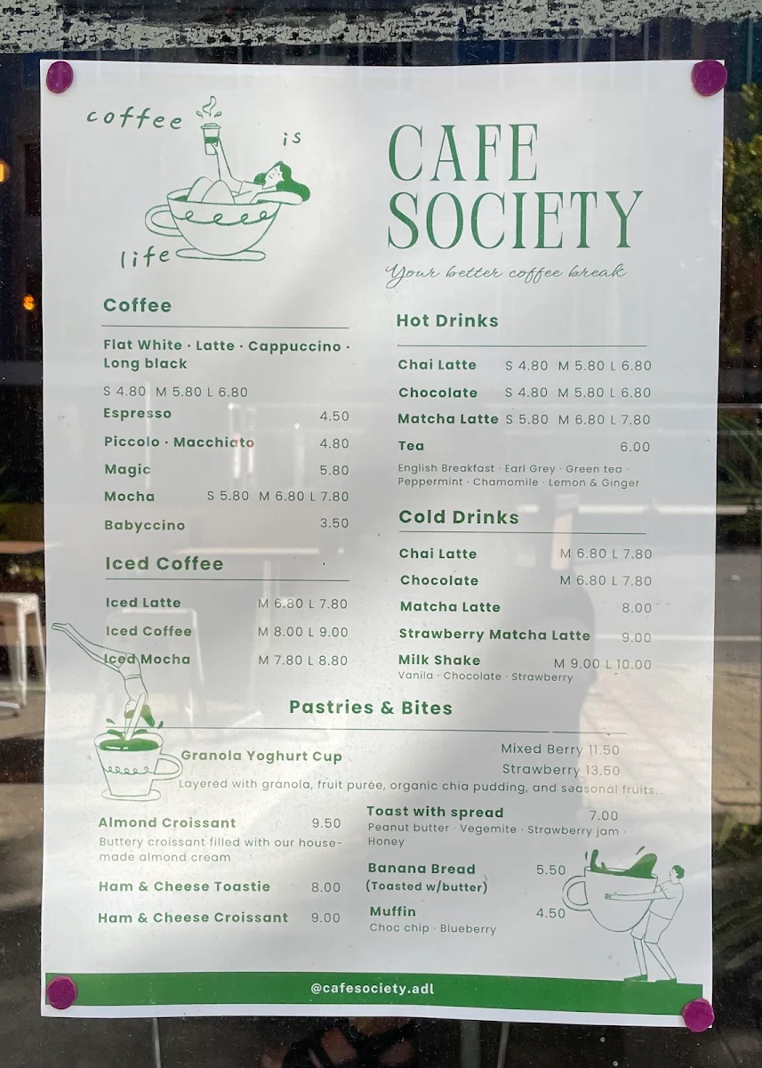 Menu, Café Society