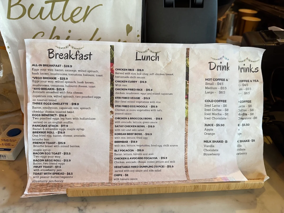 Menu, Café Society