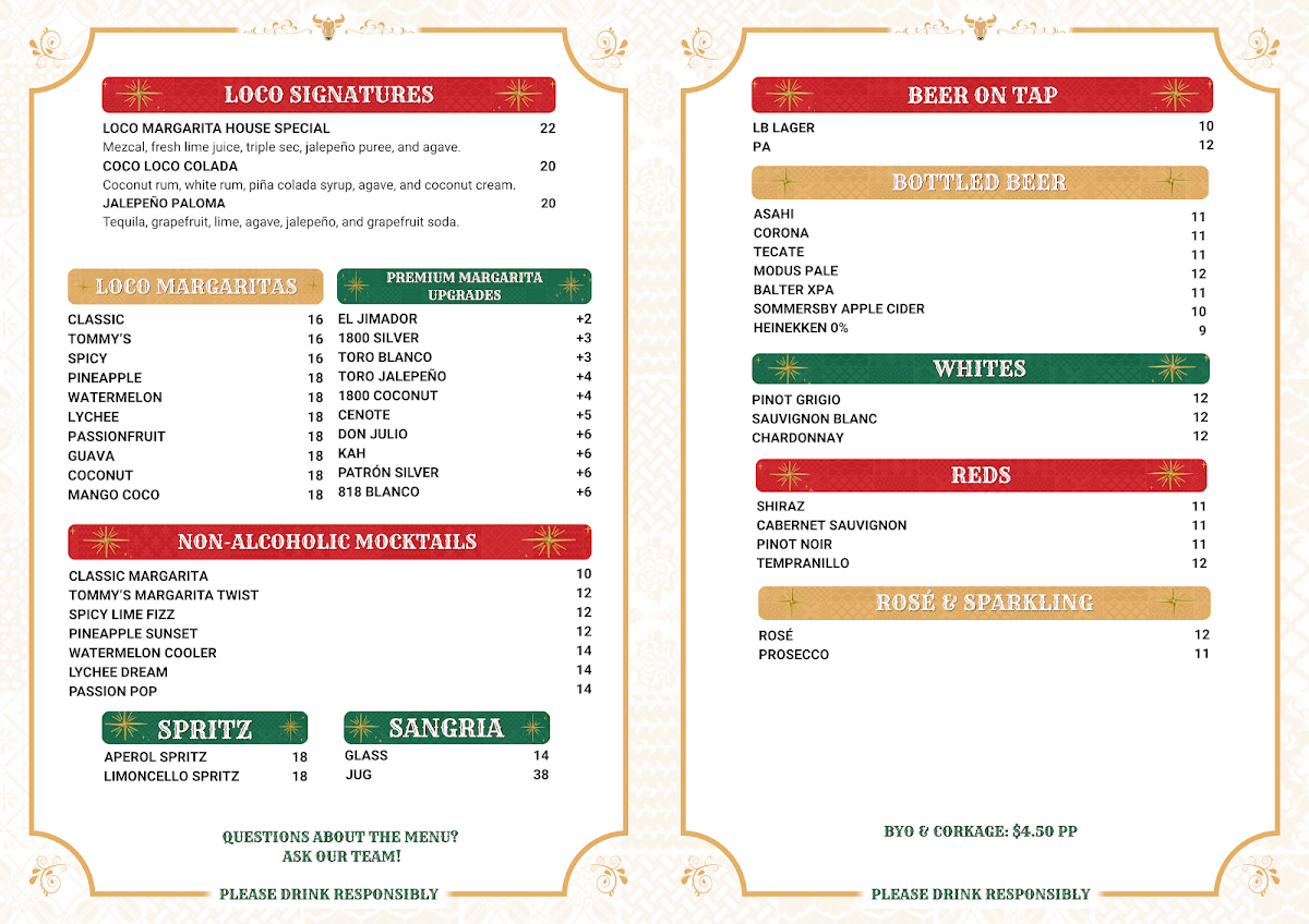 Menu, Loco Birria Narrabeen