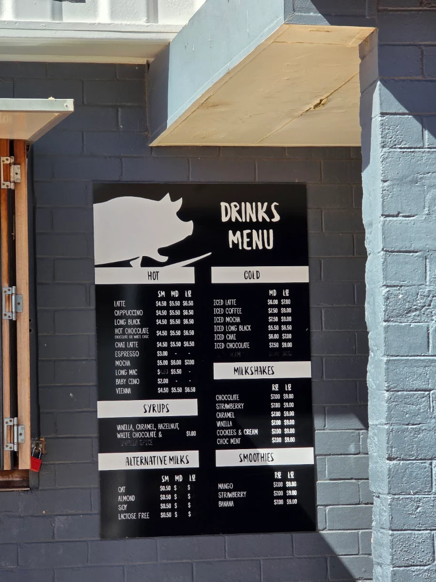 Menu, Beached Barrel