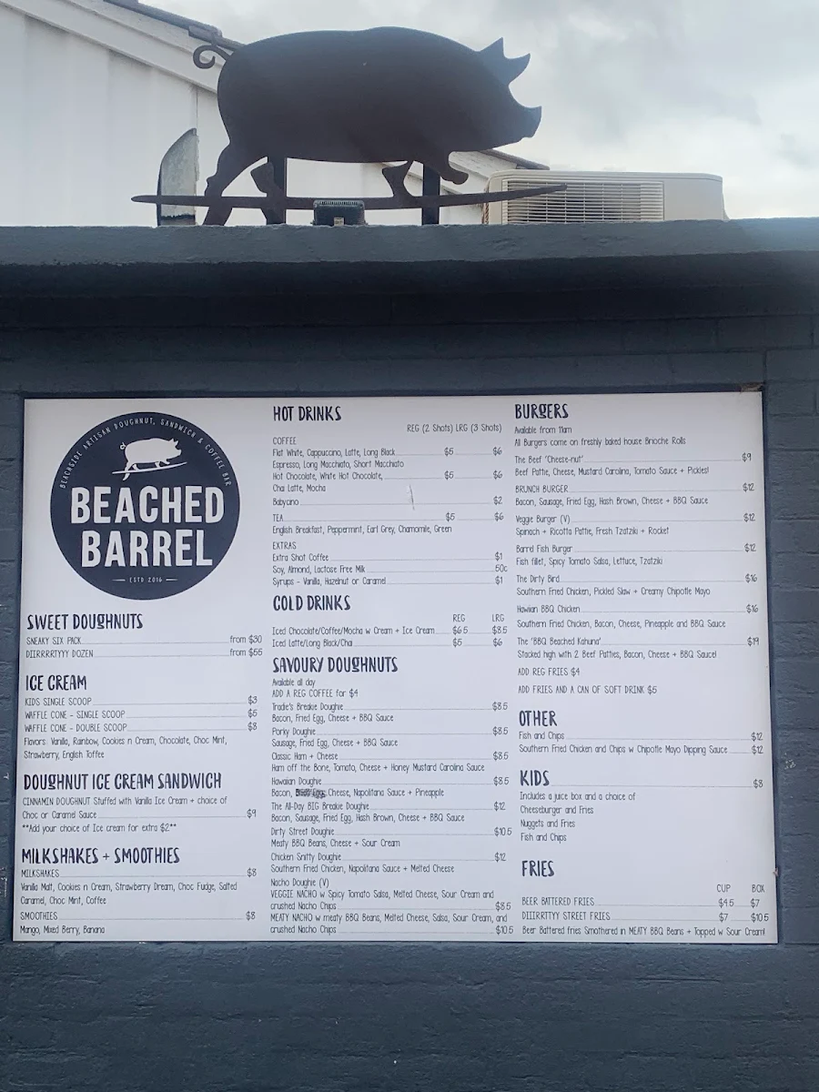 Menu, Beached Barrel