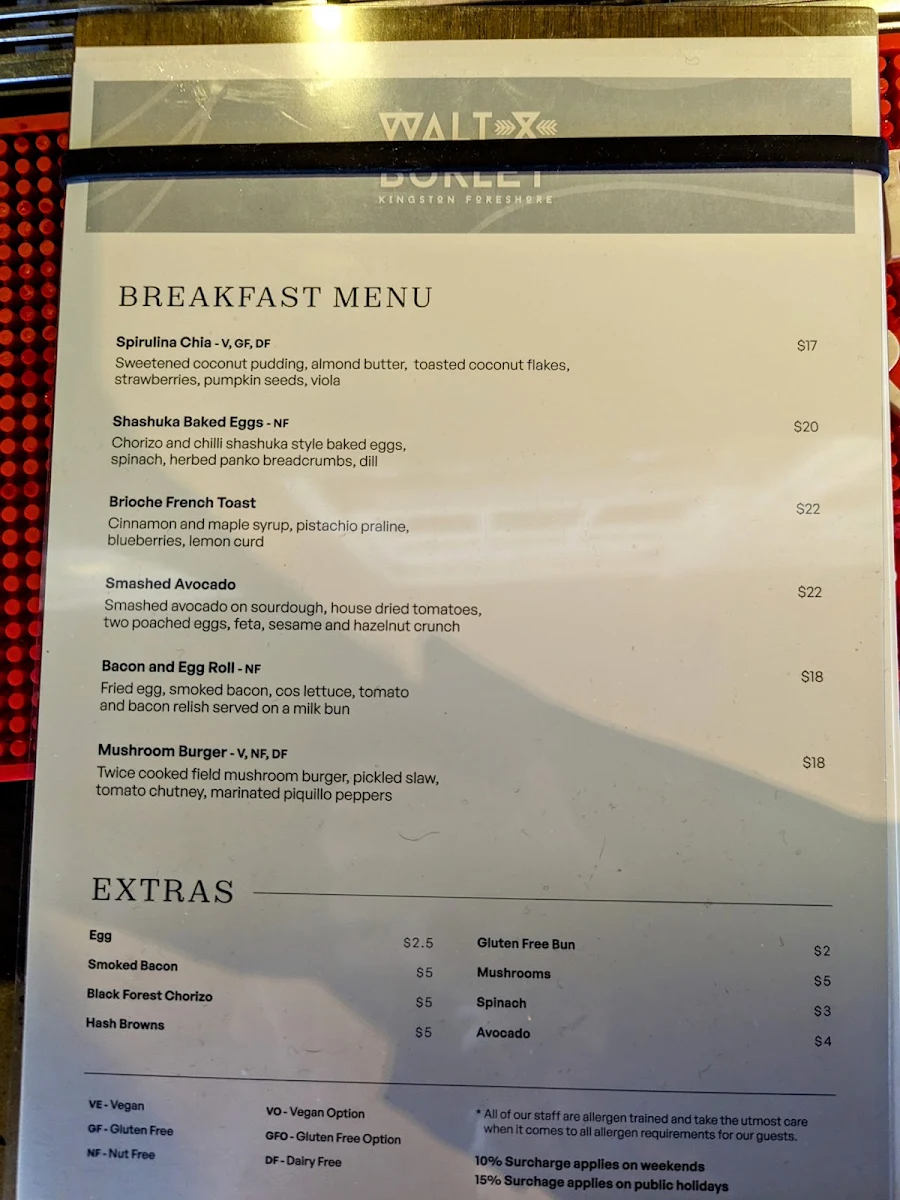 Menu, Walt & Burley