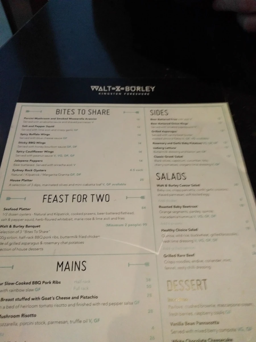 Menu, Walt & Burley