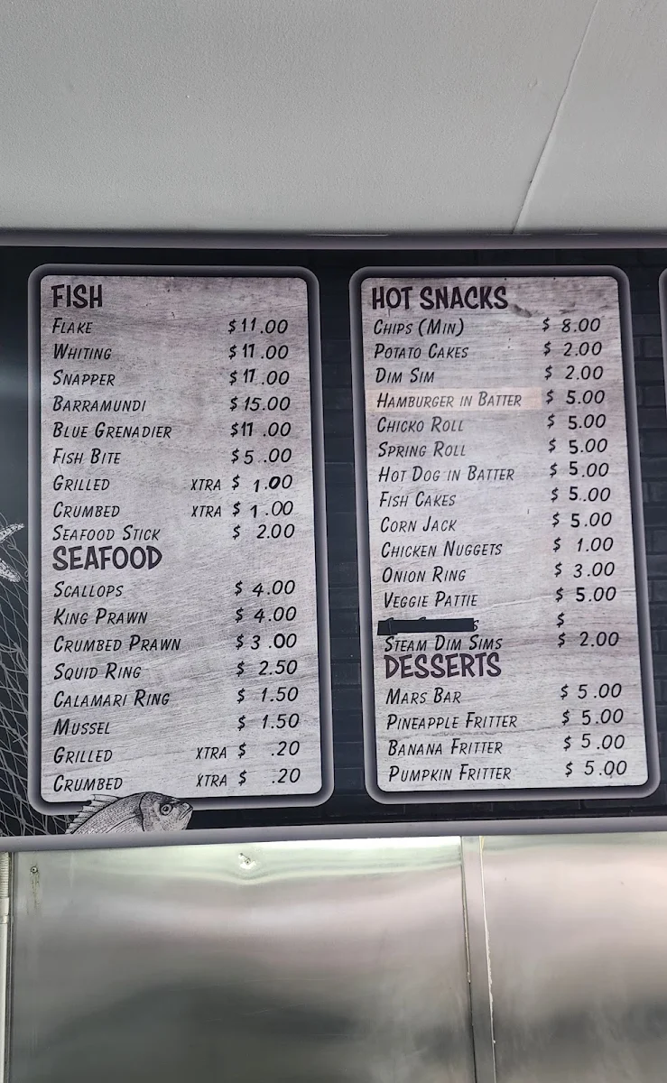 Menu, Blackshaws Rd Fish & Chips