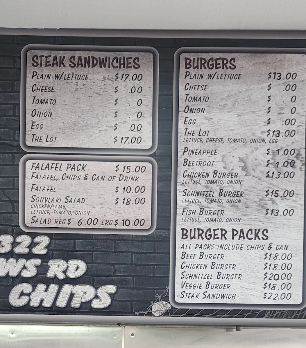 Menu, Blackshaws Rd Fish & Chips