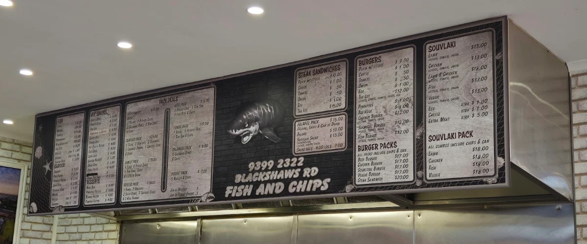 Menu, Blackshaws Rd Fish & Chips