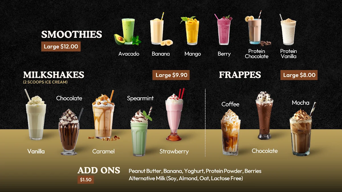 Menu, Chug Cafe