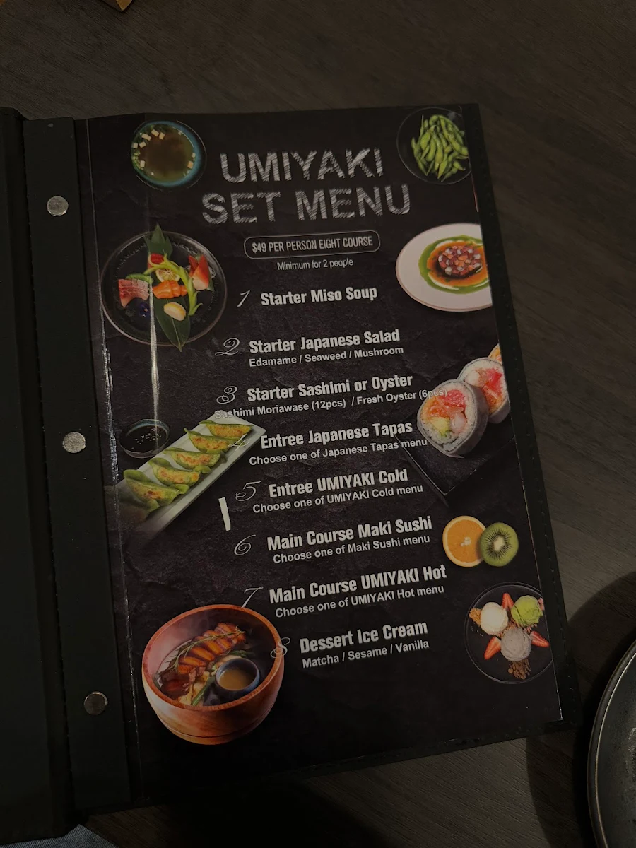 Menu, Umiyaki (Malvern)