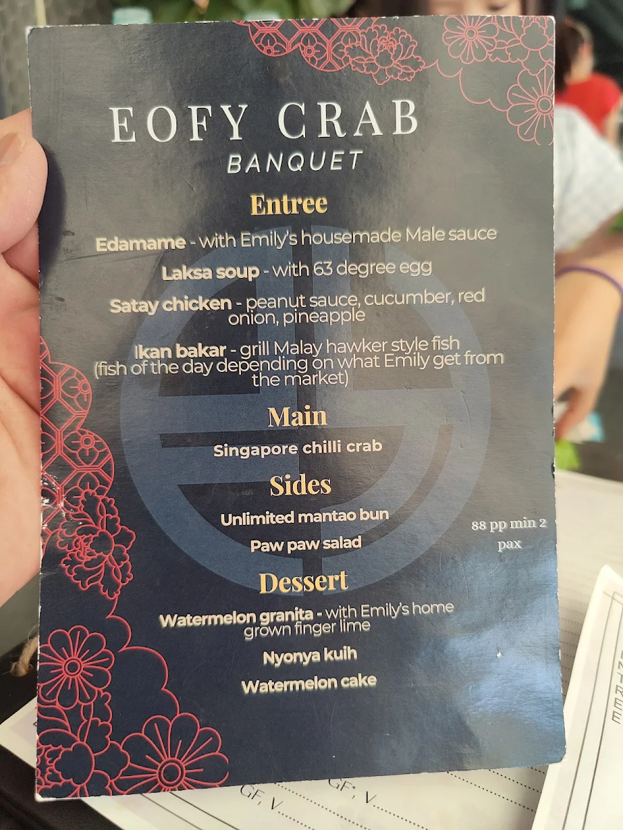 Menu, Emily Yeoh Restaurant