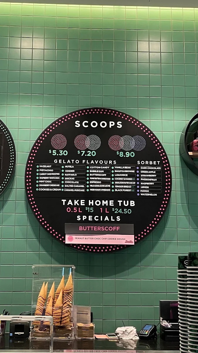 Menu, Augustus Gelatery - Upper Ferntree Gully