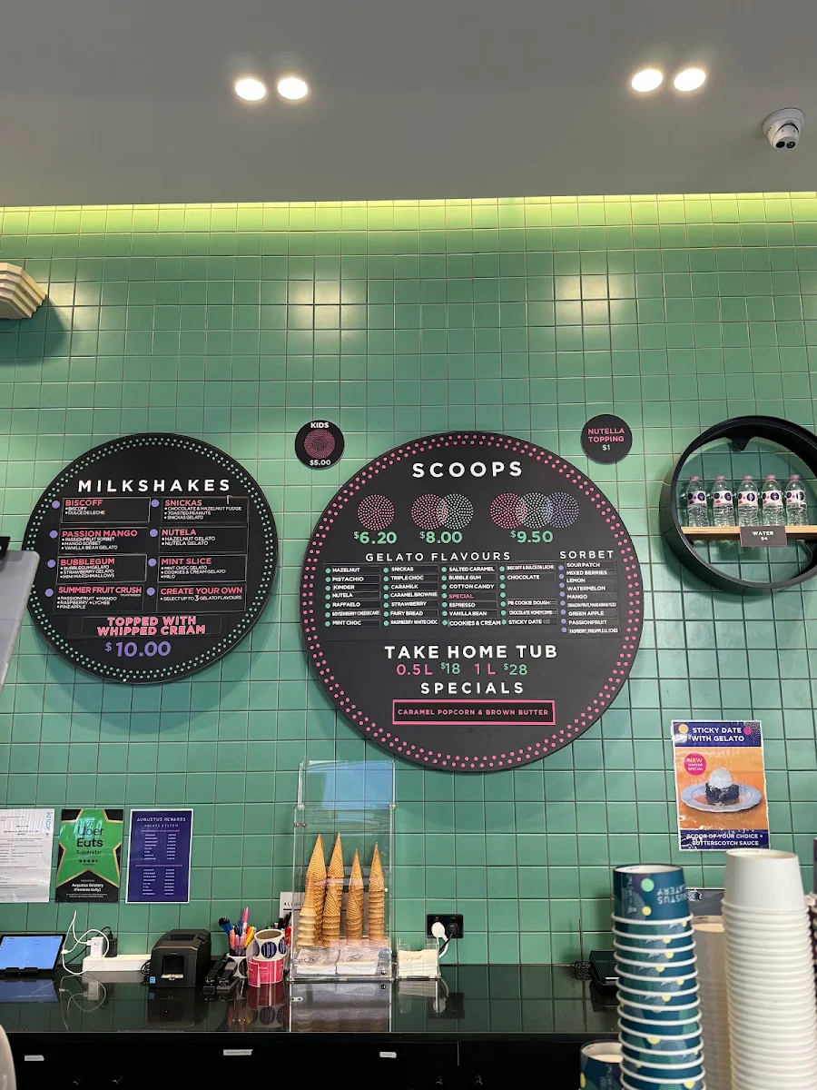 Menu, Augustus Gelatery - Upper Ferntree Gully