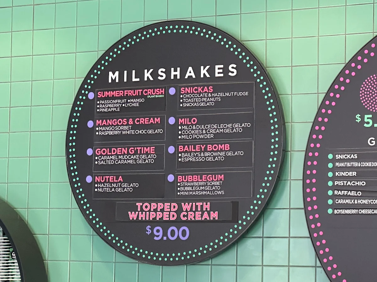 Menu, Augustus Gelatery - Upper Ferntree Gully