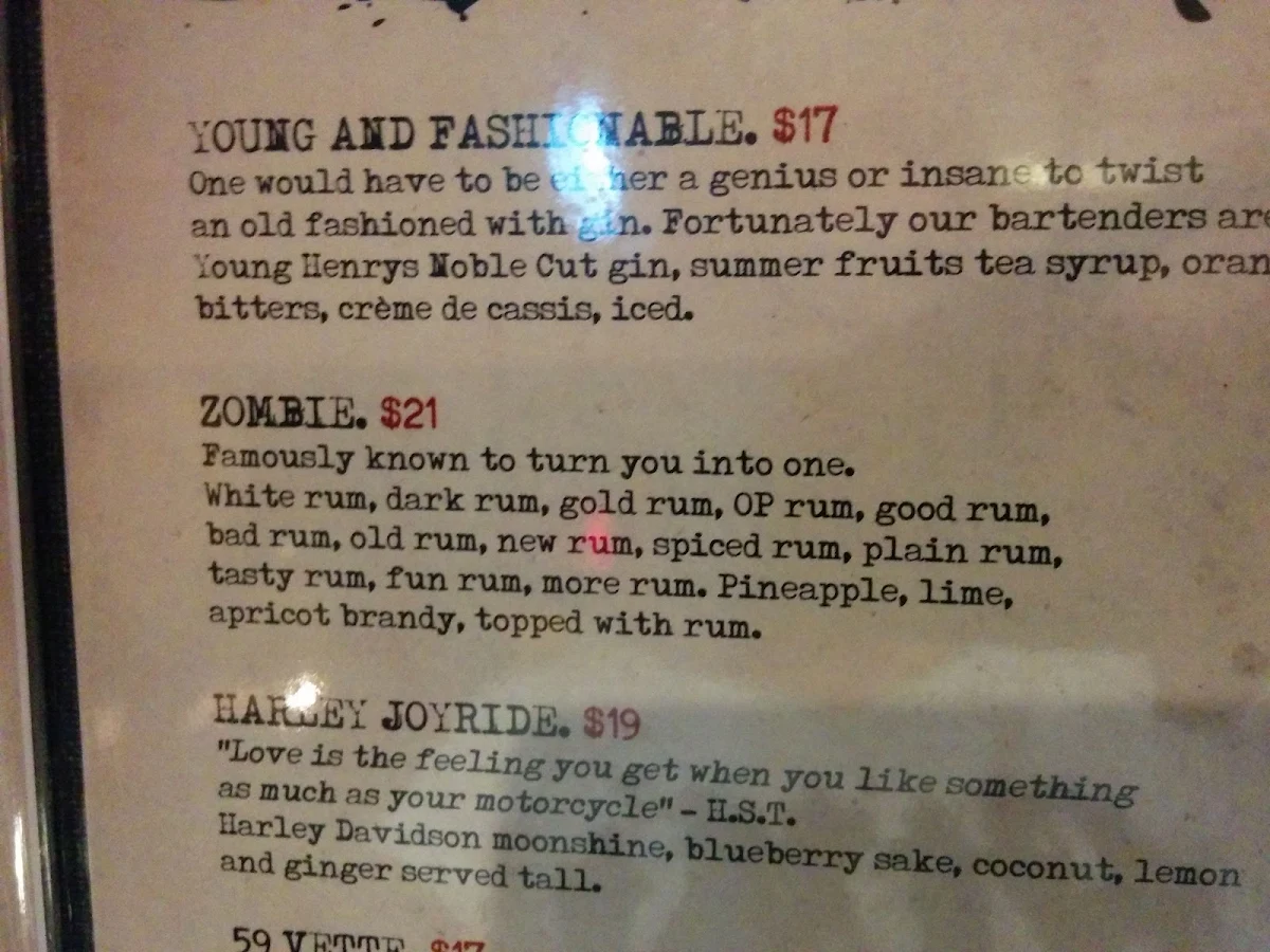 Menu, Bat Country