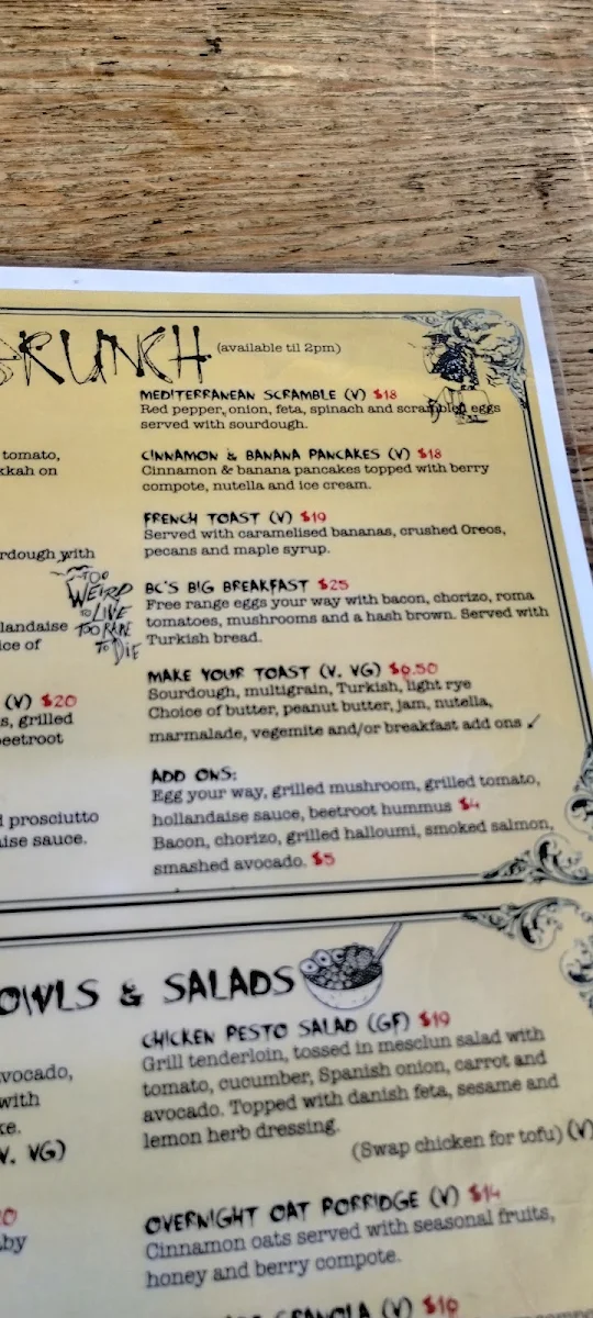 Menu, Bat Country