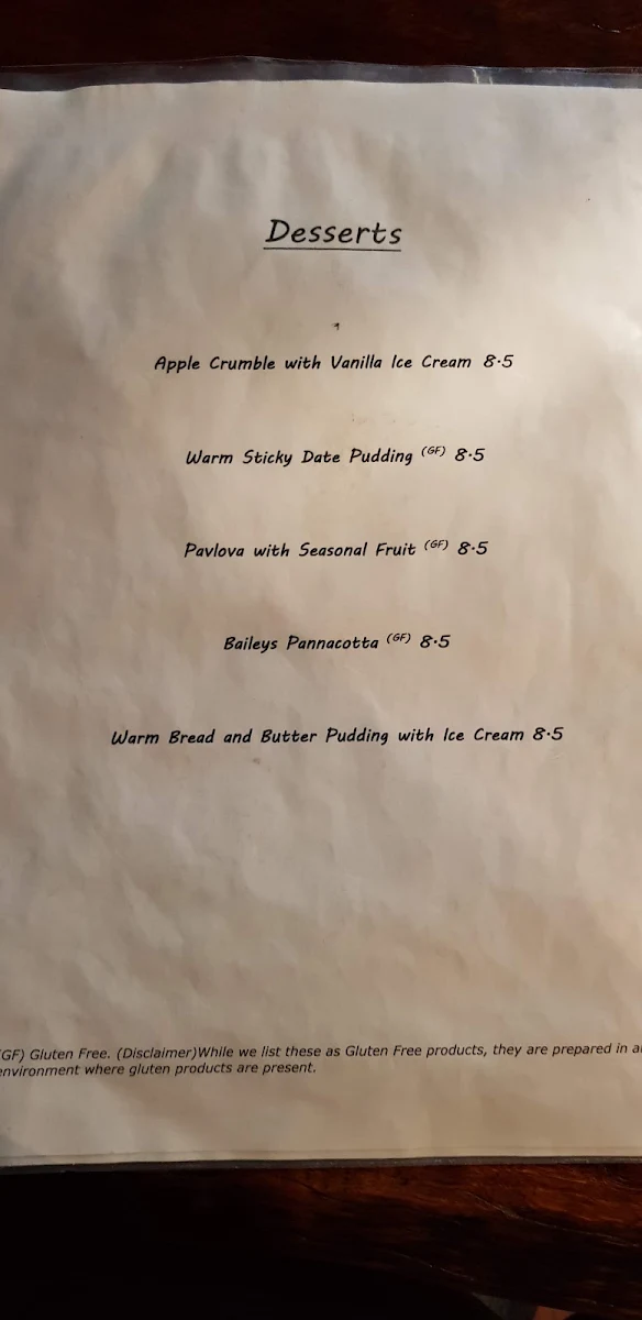 Menu, Great Central Hotel