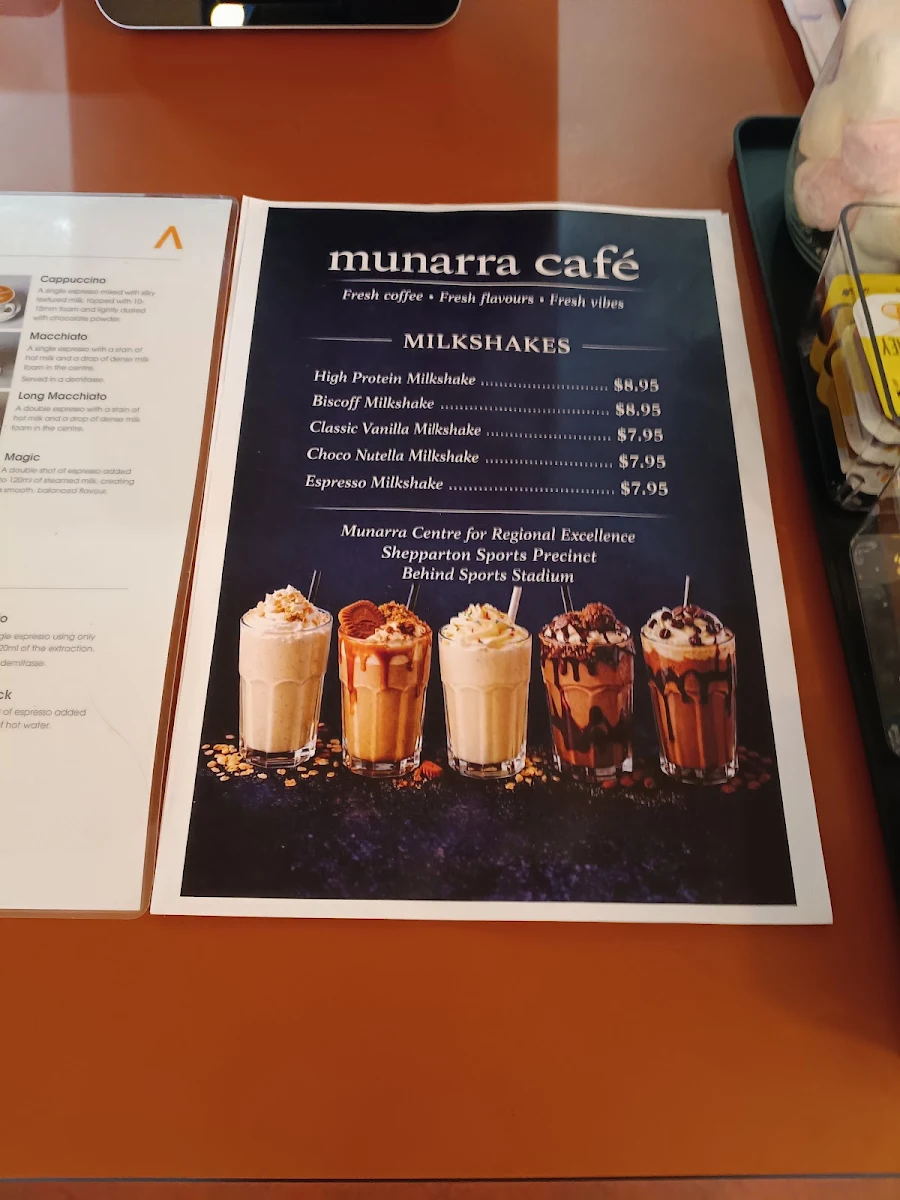 Menu, Munarra cafe