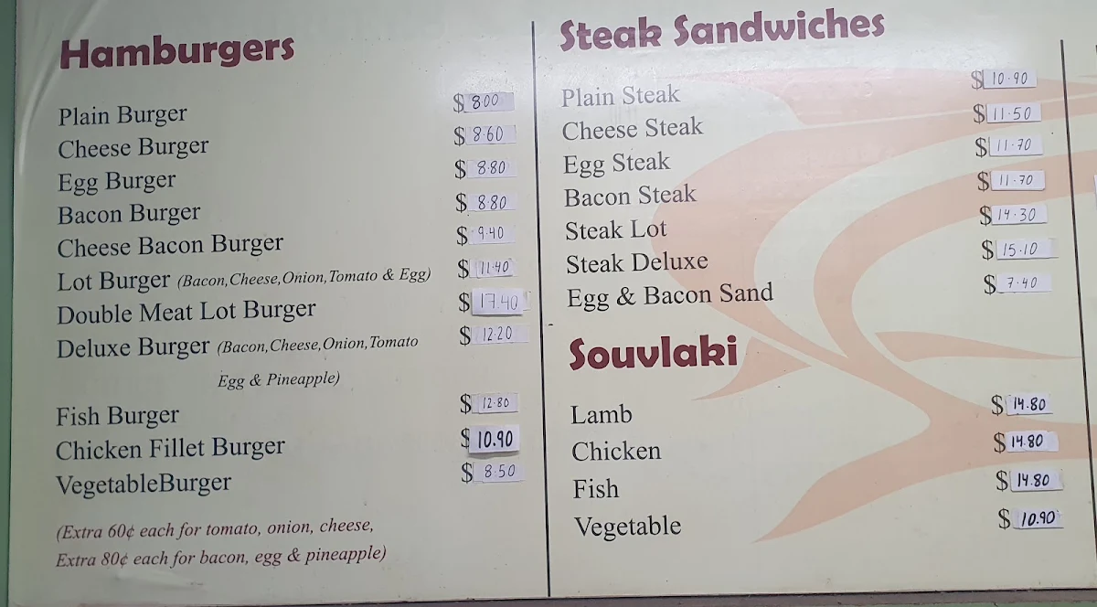 Menu, Burke’s Fish & Chips
