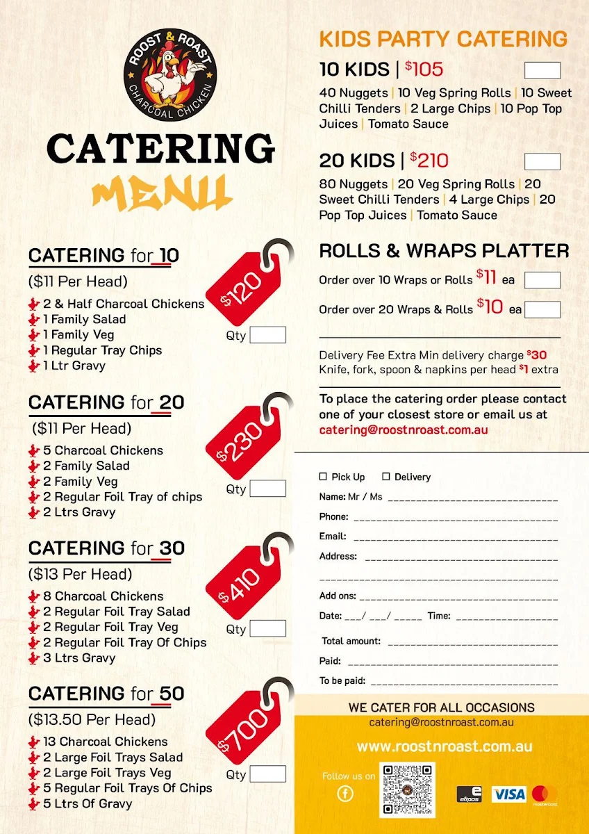 Menu, Roost & Roast