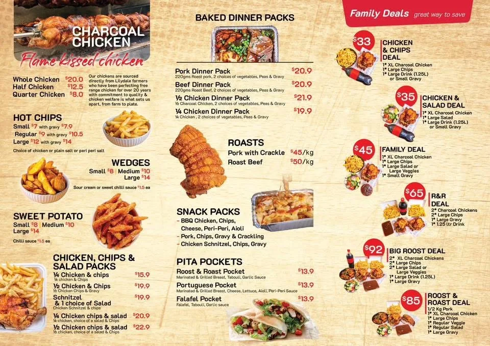 Menu, Roost & Roast