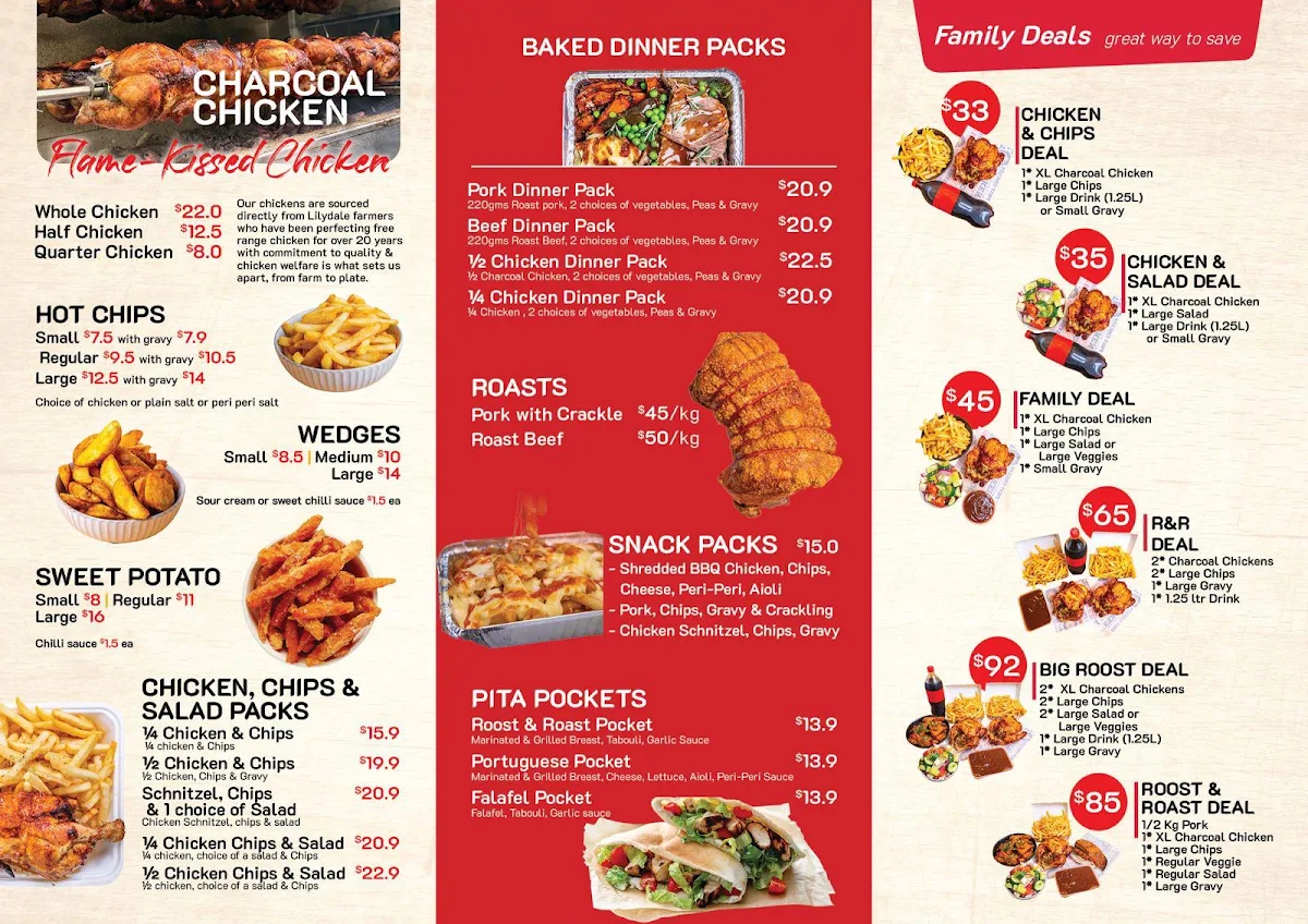 Menu, Roost & Roast