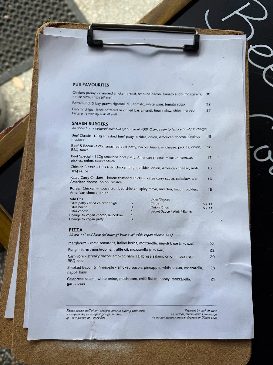 Menu, Hitching Post Bar + Grill