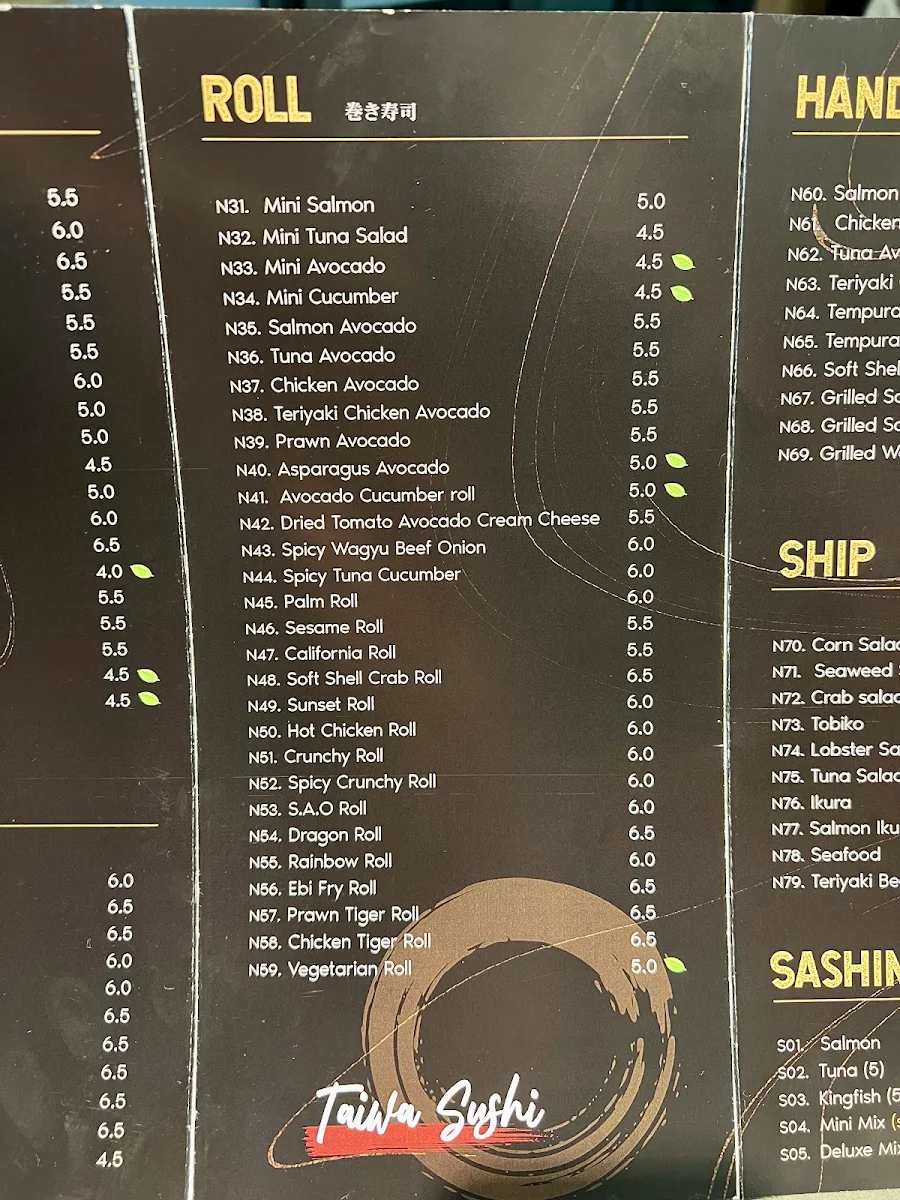 Menu, TAIWA SUSHI