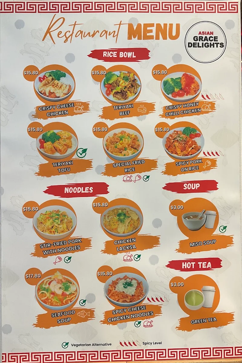 Menu, Asian Grace Delights