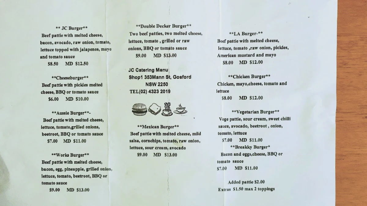 Menu, Jc Catering