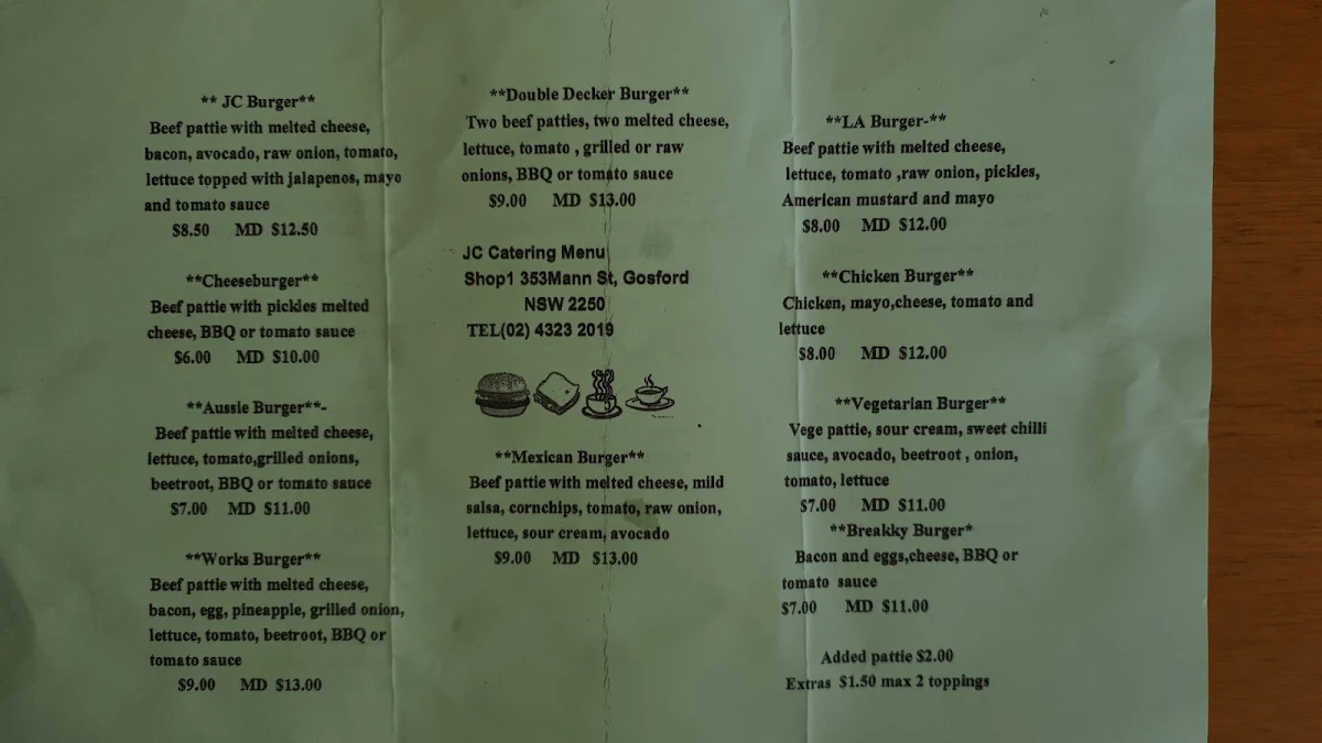 Menu, Jc Catering