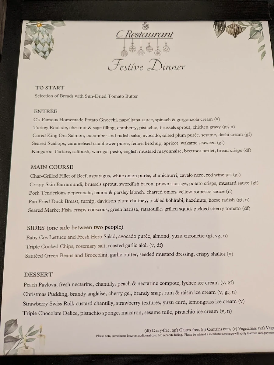 Menu, C Restaurant in the Sky