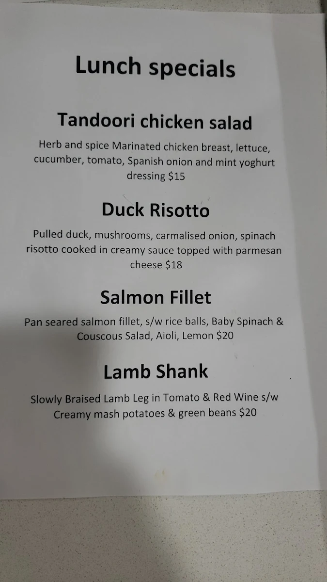 Menu, Vanilla Pod Food & Espresso Bar
