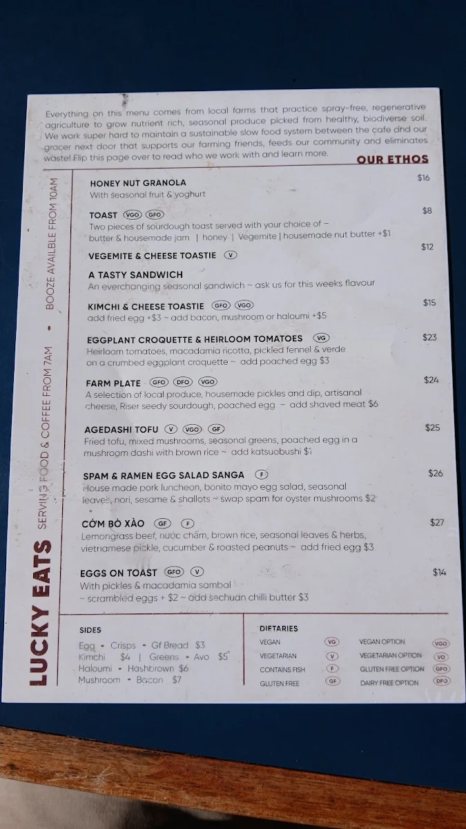 Menu, Lucky Duck Cafe and Bar