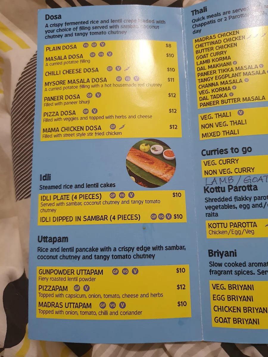 Menu, Burwood Cafe Indian Street Food