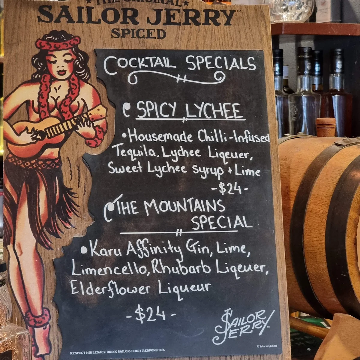 Menu, The Bootlegger Bar Katoomba