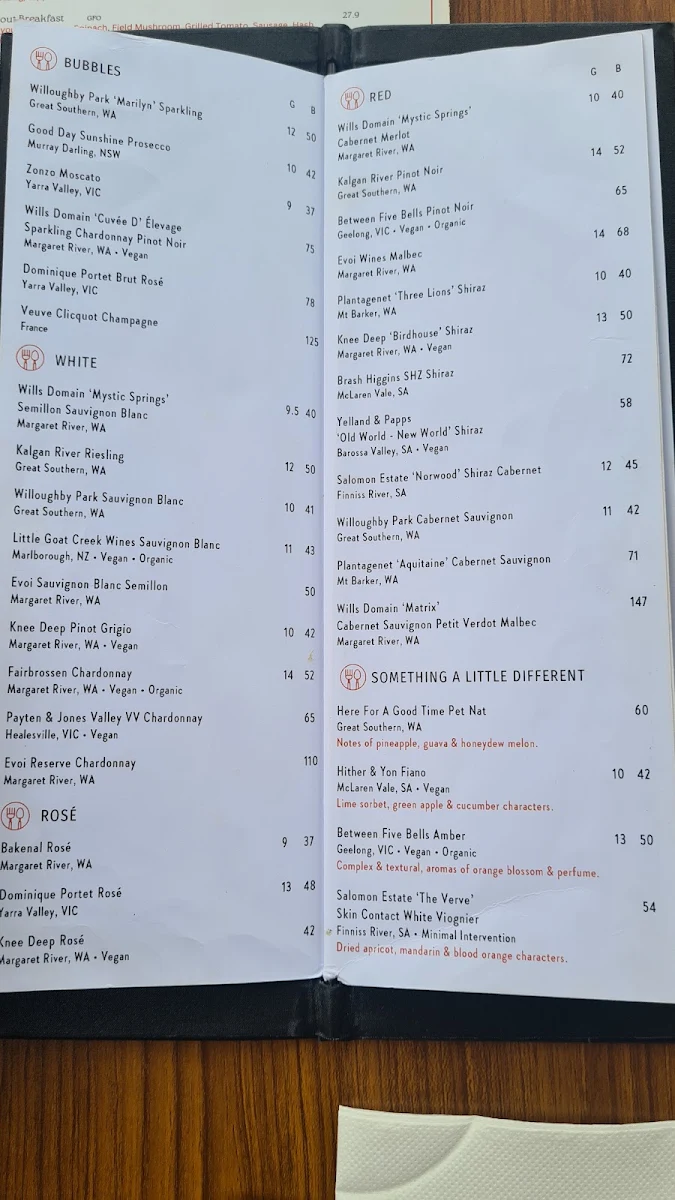 Menu, The Knock Restaurant