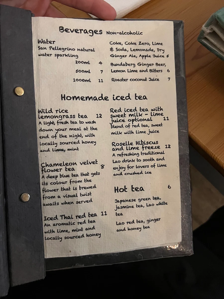 Menu, Wild Rice Laos & Thai Cuisine