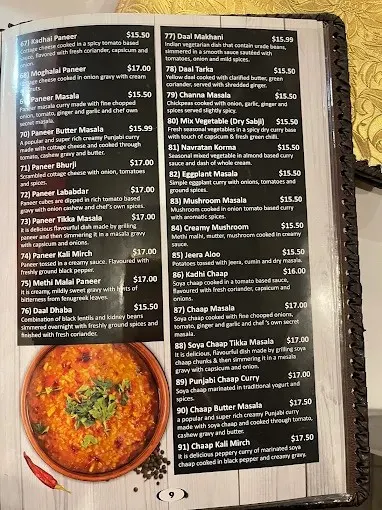 Menu, Guneet's Indian Restaurant Melton