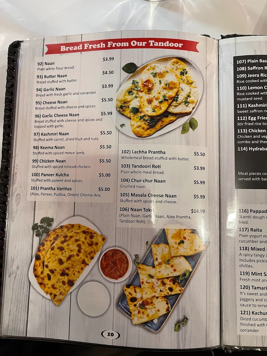 Menu, Guneet's Indian Restaurant Melton