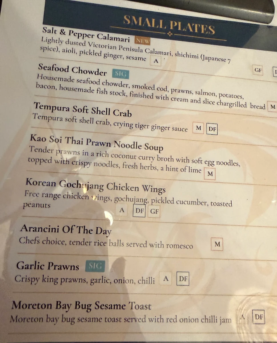 Menu, Borella Seafood