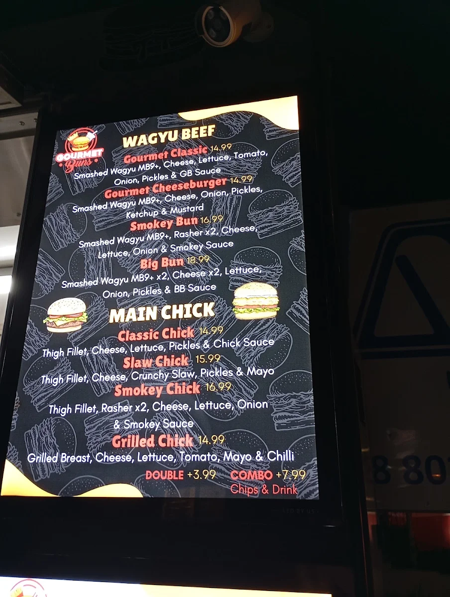 Menu, Gourmet Buns