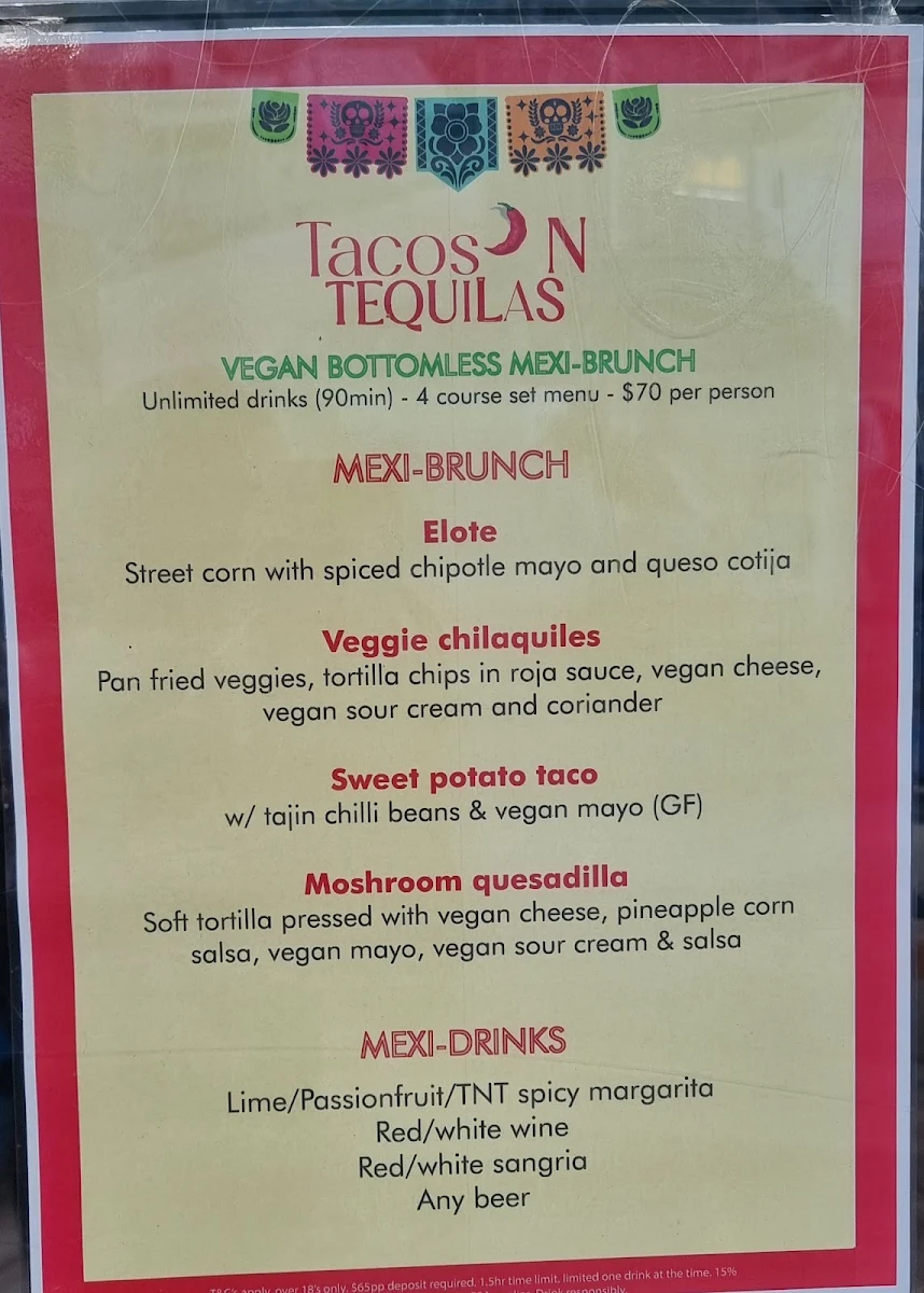 Menu, Tacos ‘N’ Tequilas Belgrave