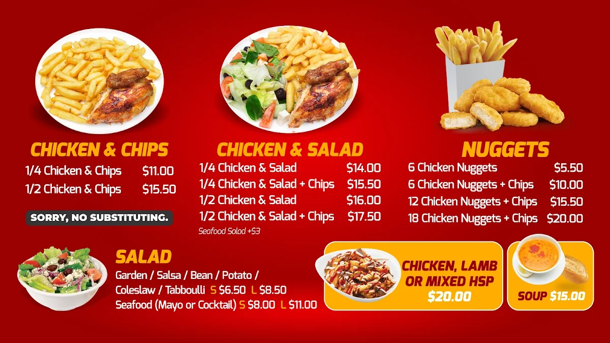 Menu, Chicken King