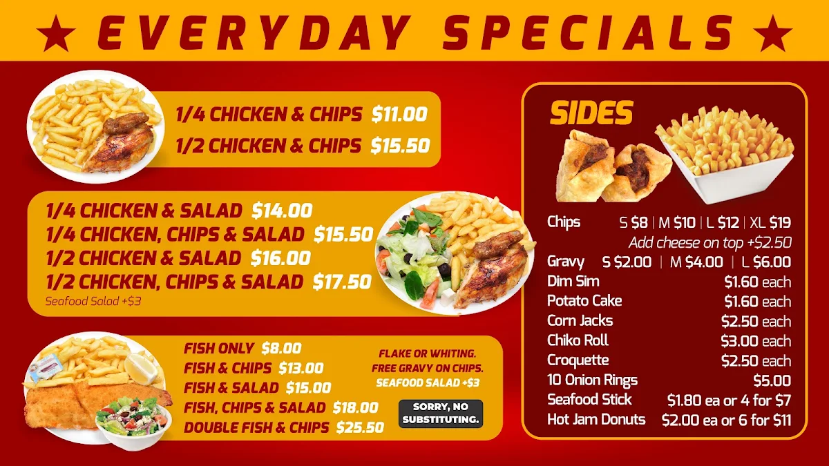 Menu, Chicken King