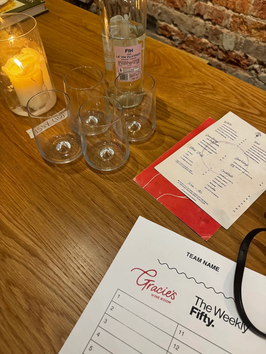Menu, Gracie's Wine Room