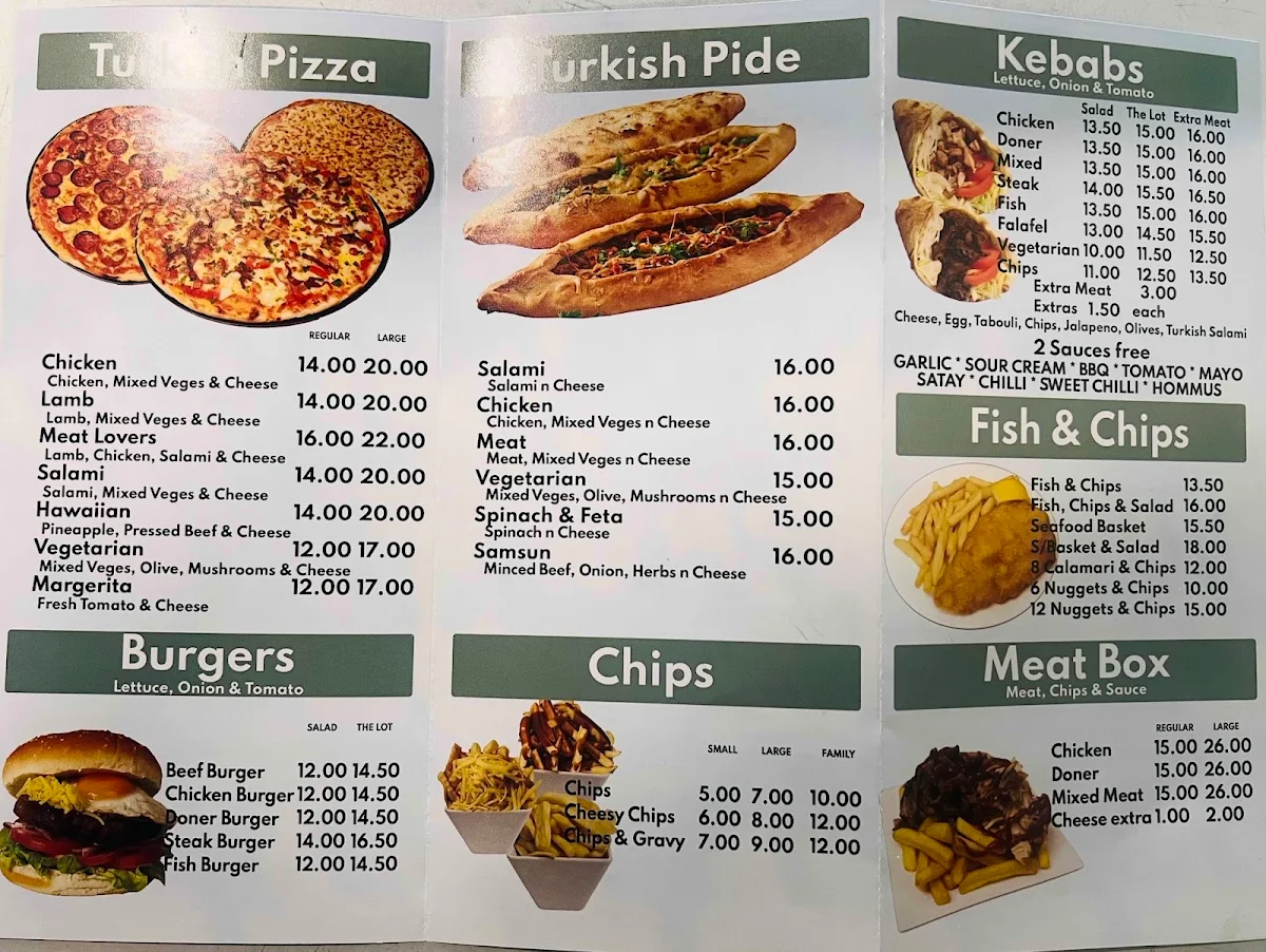 Menu, Altone Kebabs & Turkish Bakery